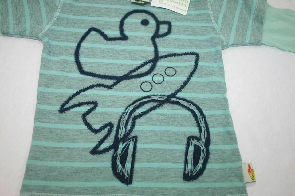 NUEVO CON ETIQUETAS Charlie Rocket Tiny Duck n Stuff Camiseta a Rayas Manga Larga Camiseta 6-9 Meses Foto 3 de 4