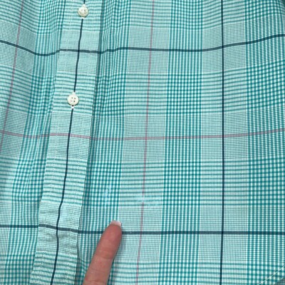 Vintage 90s Brooks Brothers Shirt Mens XL Teal Plaid check