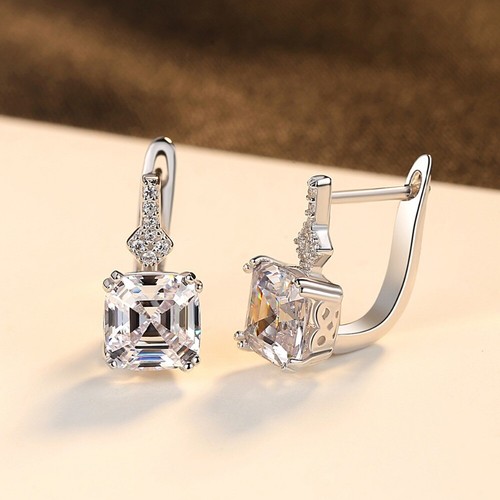 BENIAMINO Silberohrringe Klapp Creolen 925er Sterling Silber Morganit Ohrschmuck - Picture 5 of 12