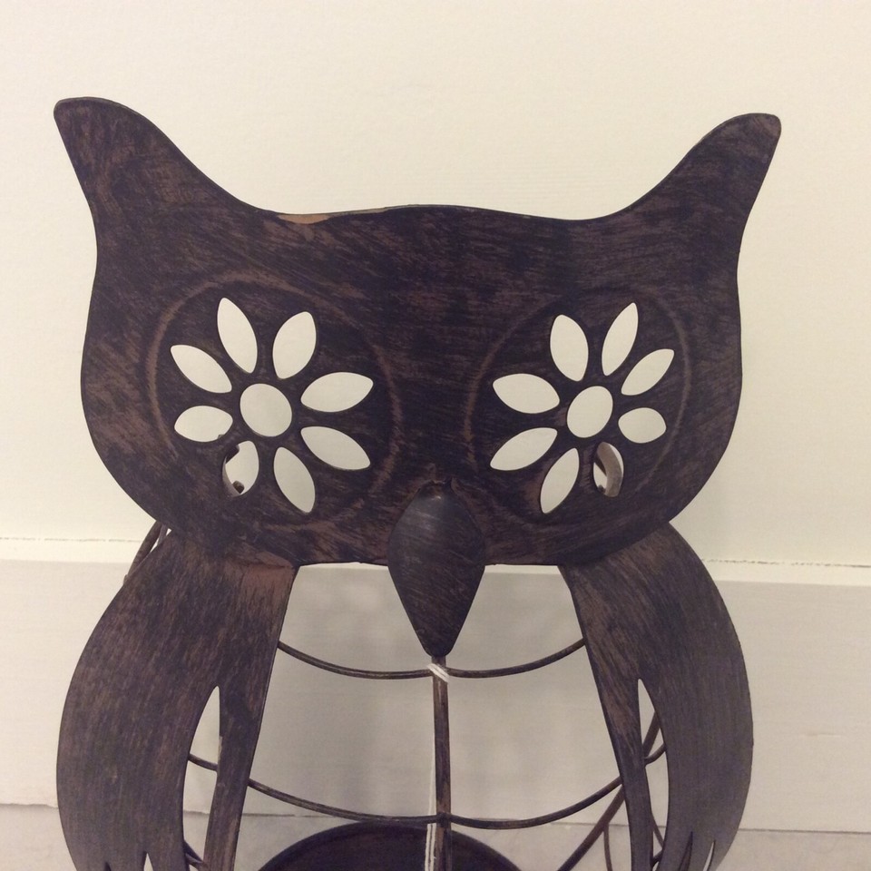 Yankee Candle 6” Metal Owl Votive Candle Holder. New. Boho. Brown. Cute