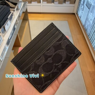 NWT Limited Coach Slim Id Card Case In Signature Denim CAJ47 | eBay