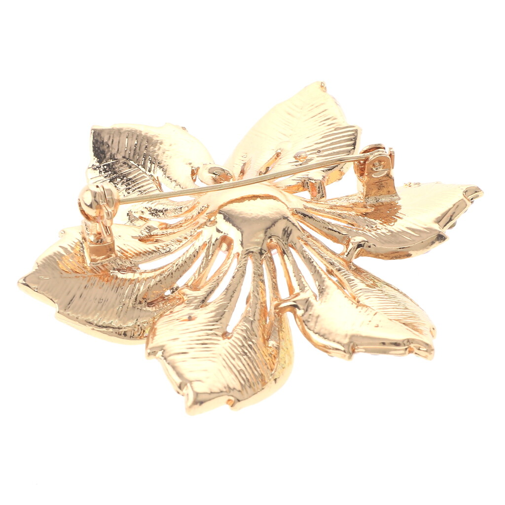 Gold Tone Metal Crystal Rhinestone Flower Brooch P1469-GAB | eBay