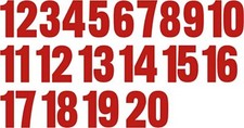 1-20 Numbers Red Sticker Vinyl Decals CHOOSE 1" - 8"  V590 