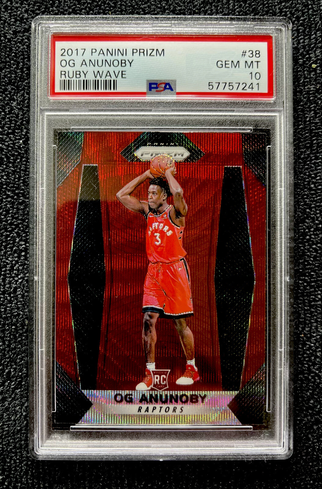 2017-18 Panini Prizm Og Anunoby Ruby Wave Rookie PSA 10 GEM MINT RC #38