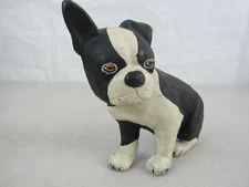Vintage Cast Iron Boston Terrier Doorstop Black White 7 1/2" Tall X 7" Width
