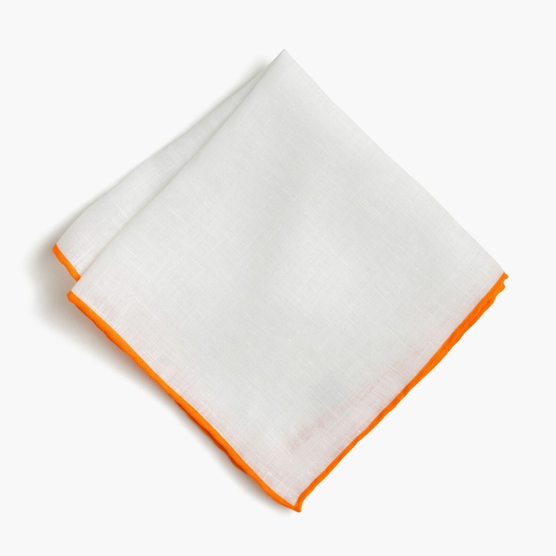 J.Crew Tipped Italian Linen Pocket Square | Made in Italy | Orange | $49.50