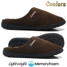 MENS MEMORY FOAM SLIP ON SLIPPERS INDOOR MULES LINED WARM COZY WINTER SHOES SIZE
