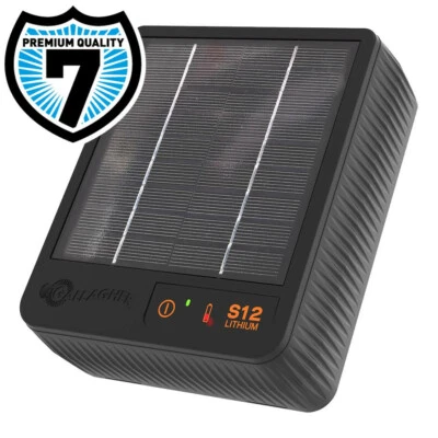 SOLAR S12 ELECTRIC FENCE ENERGISER - Gallagher Panel Battery Included Fencing