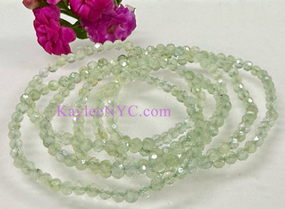 Wholesale 6 Pcs Natural Prehnite 4mm Faceted 7.5  Stretch Bracelet