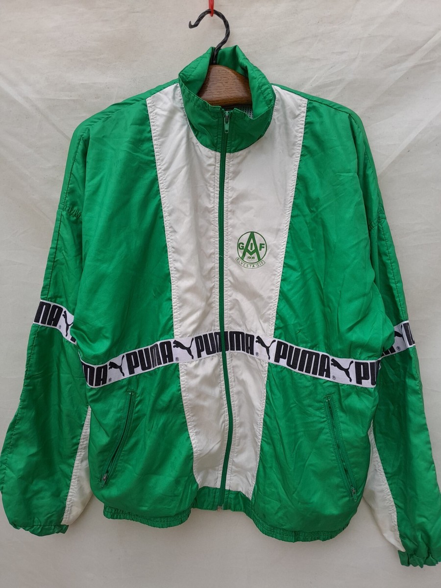 ✅VINTAGE PUMA プーマ 80s 蛍光グリーン ナイロン ピステパンツ Vintage Puma Track Jacket Men's Large Green White Spell Out Tape