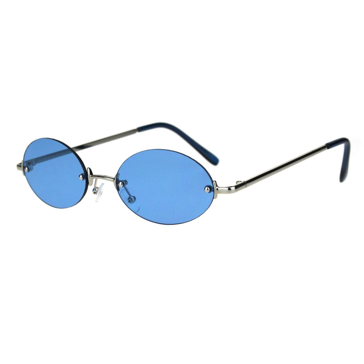 Trendy Rimless Small Oval Sunglasses, UV400, Metal Frame Amazon.com: TYA Retro Small Oval Blue Light Glasses for  main image 2