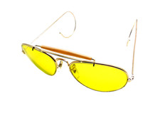 vintage gold metal yellow lens aviator shooting glasses nos aviators sunglasses