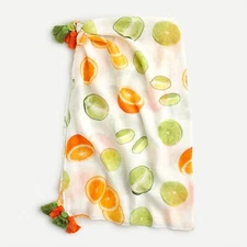 Edie Parker® X J.Crew sarong-scarf in limes and oranges 75"L x 30"W.