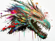 Colorful Dragon Head 3 Inch Transparent Sticker Decal