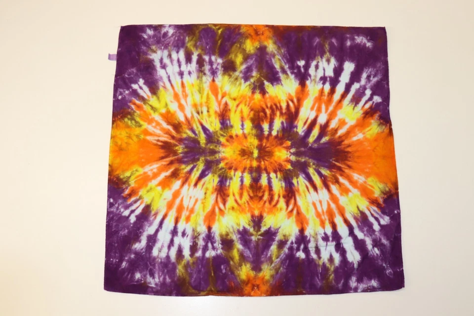 Bandana Tie Dye 21" x 21" Naranja Tiburón Smash 100% Algodón Foto 4 de 4