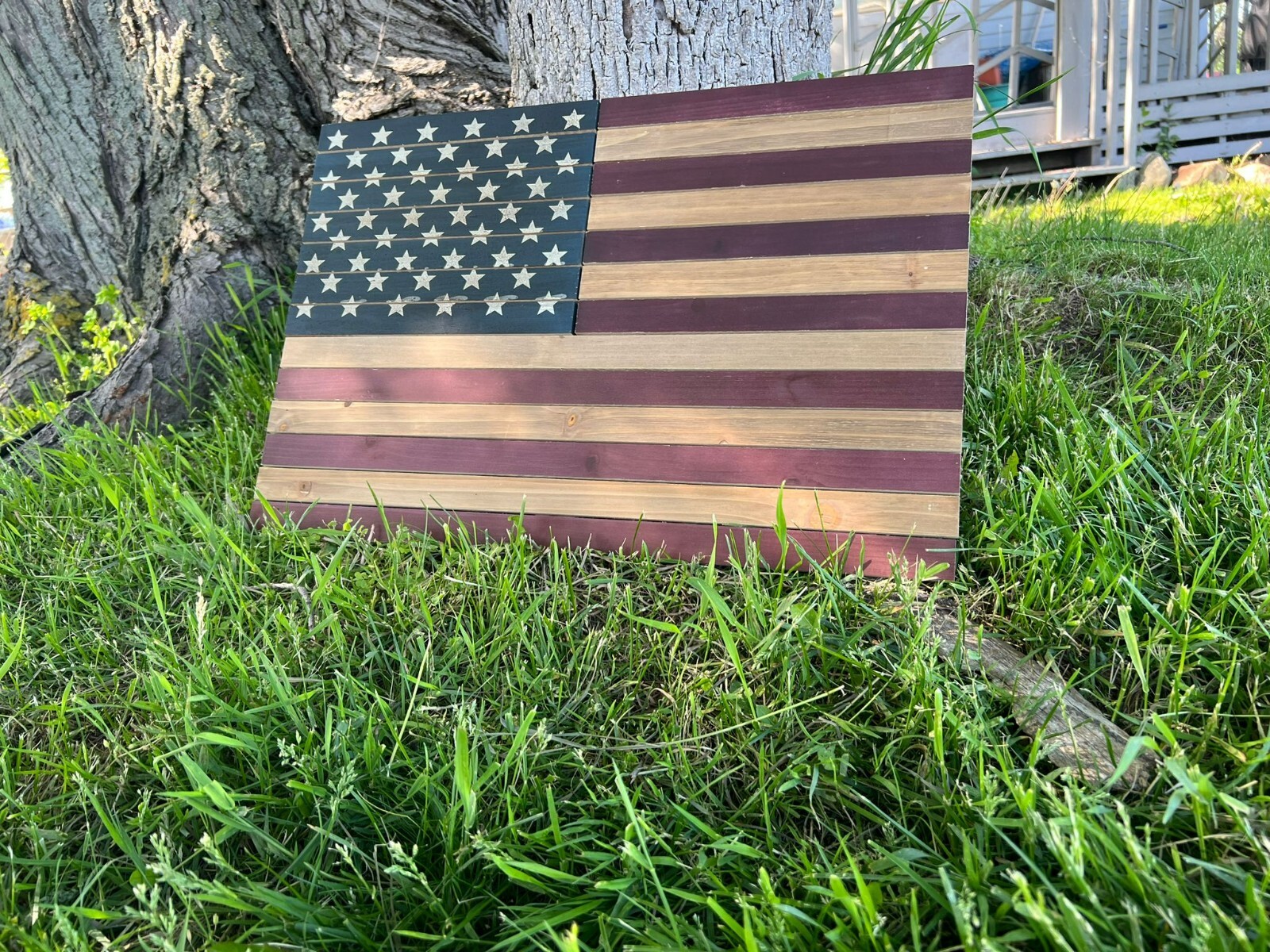 Wooden American Flag 24in x 16in Rustic American Flag Wood Wall Art
