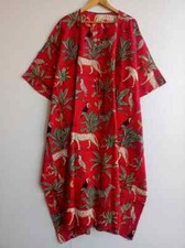 Indian Animal Printed Kaftan Cotton Hippie Maxi Women Nightwear Caftan Dress
