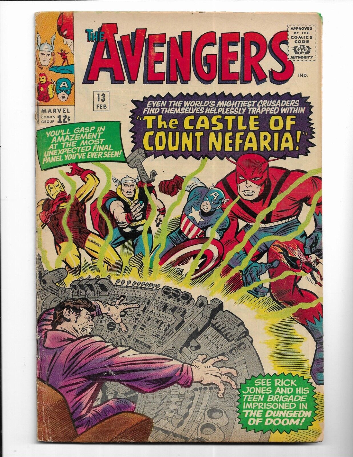 AVENGERS 13 - VG+ 4.5 - 1ST APPEARANCE OF COUNT NEFARIA - THOR - IRON MAN (1965)
