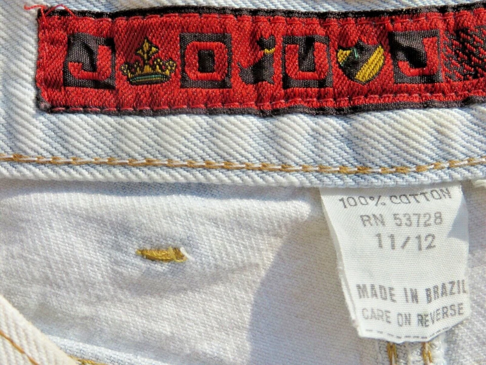 JOU JOU 复古 70 年代 BLEACH 牛仔和皮革蕾丝短裤 PEDDLE PUSHERS 11/12 M 9/10 — 第 4/4 张图片