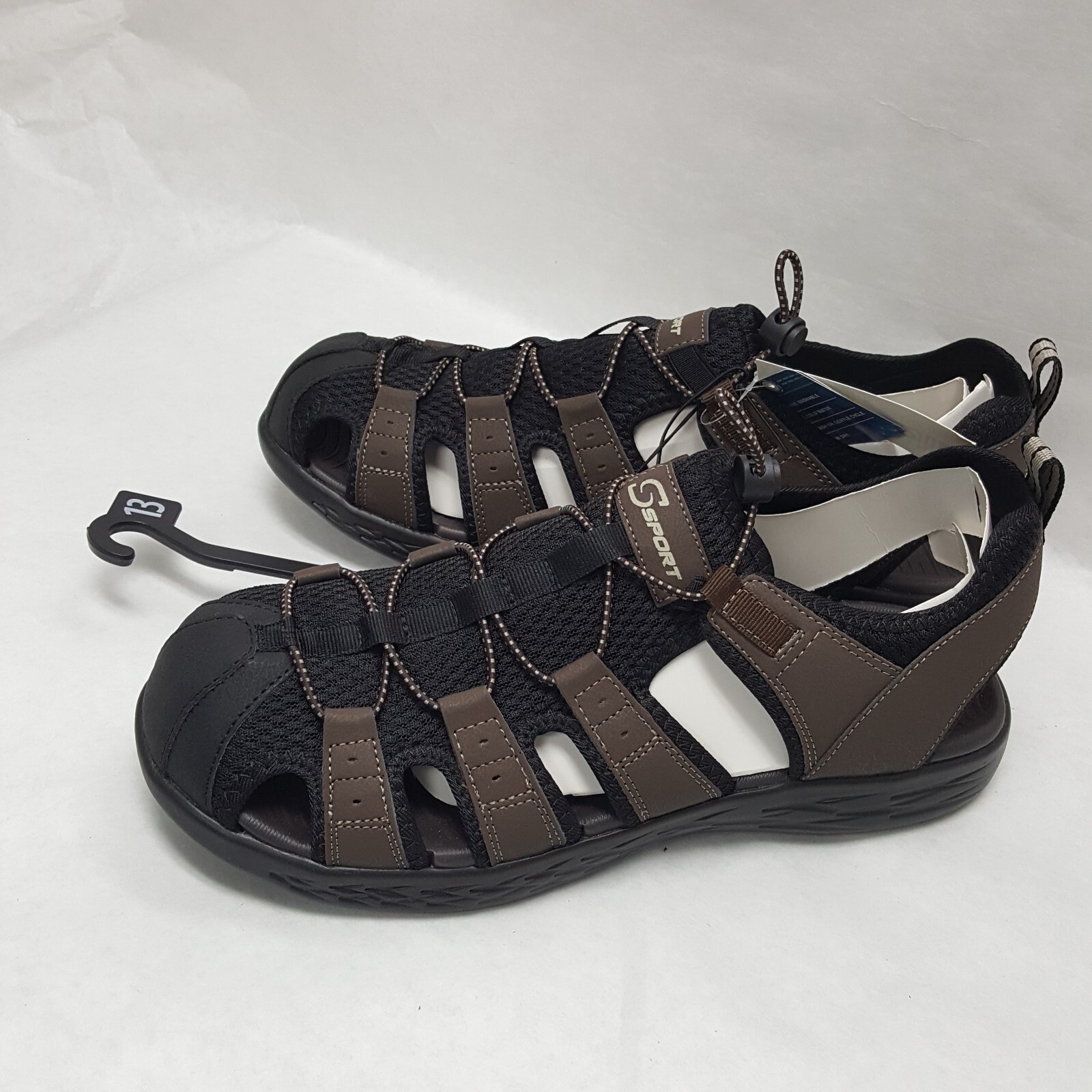 SSport by Skechers Sz 13 Men Hiking Sandals Black/Brown Mizza New w