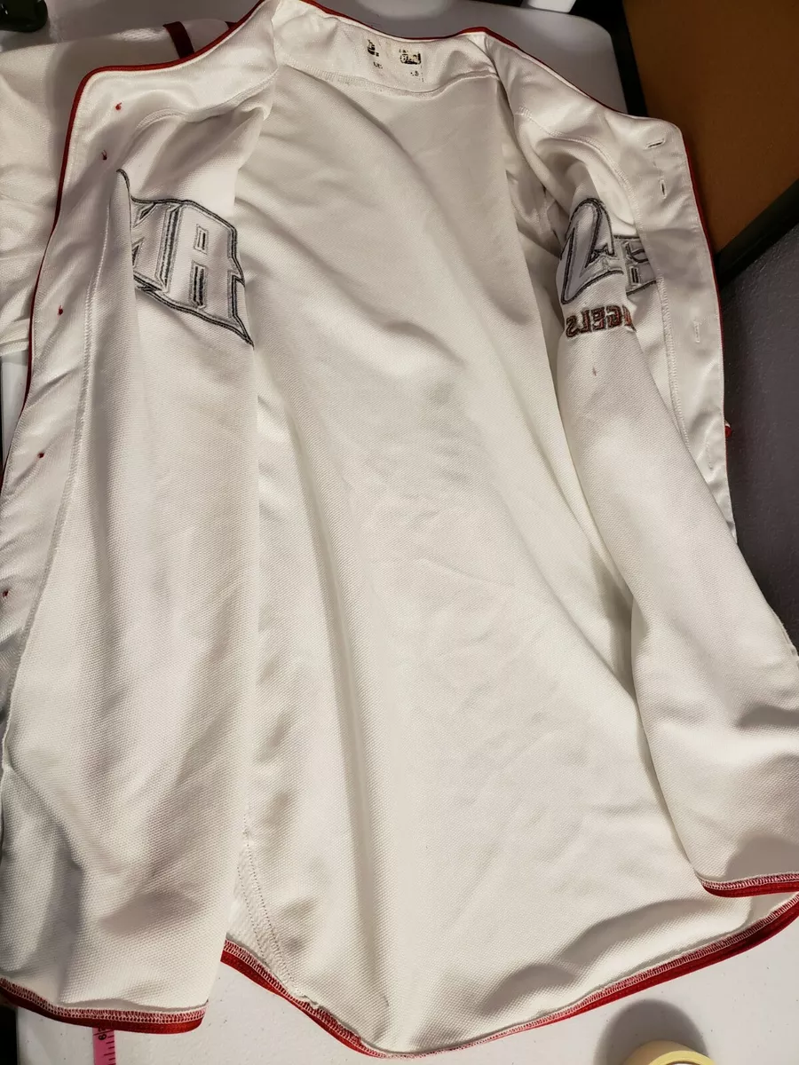 MLB Anaheim Angels Jersey White XL Embroidered True Fan Series Red Buttons HTF
