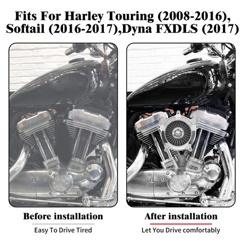 Chrome Aluminum Air Cleaner Filter w/ Gray Intake Element Kit Fits For Harley - Picture 3 of 15