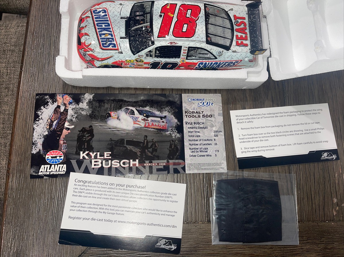 NASCAR Kyle Busch 2008 Atlanta Raced Win Version Diecast Snickers