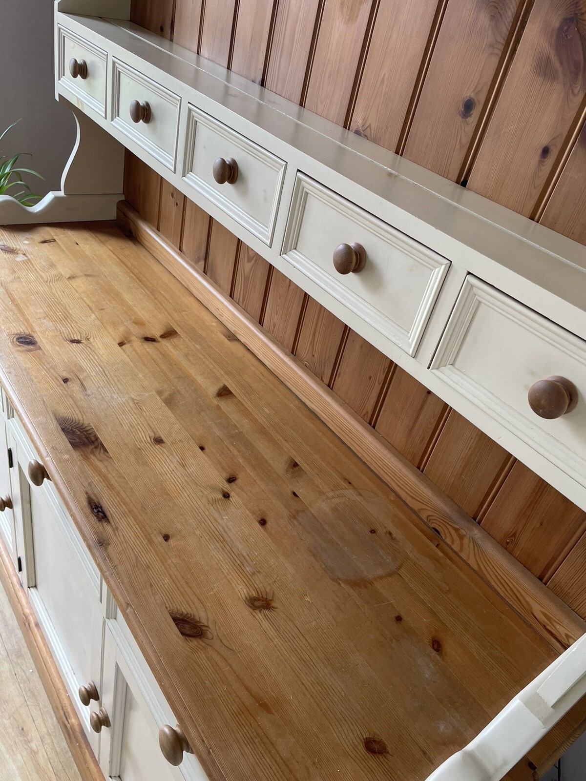 Pine dresser , Cream And Wood. Second Hand eBay