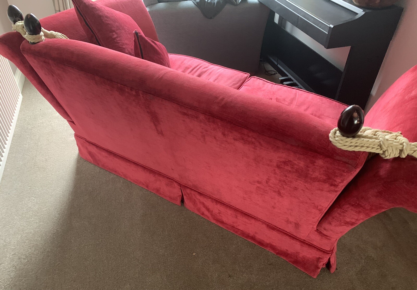 Laura Ashley Langham Knole 2 seater sofa (drop arm) in raspberry