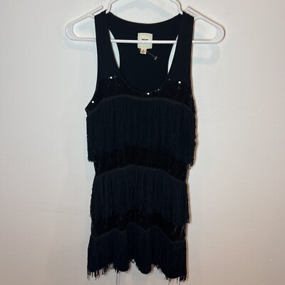 WOW Couture Women's Medium Black Bodycon Flow String Dress Polyester Blend EUC