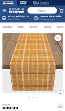 Designs Direct Fall Plaid 90” Table Runner New Orange