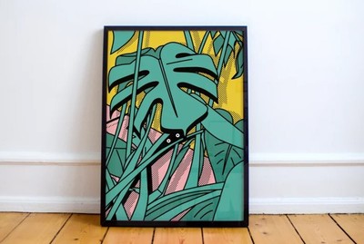 Tropical Plants. Monster. Eyes. Shadow. Illustration art.