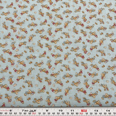 Vintage Children Teeter Totter Textile Arts Blue Cotton Fabric Remnant 23'' x 46''