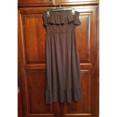 old navy brown ruffle dress Sleeveless Button Front Knitted Maxi Dress in Brown main image 0