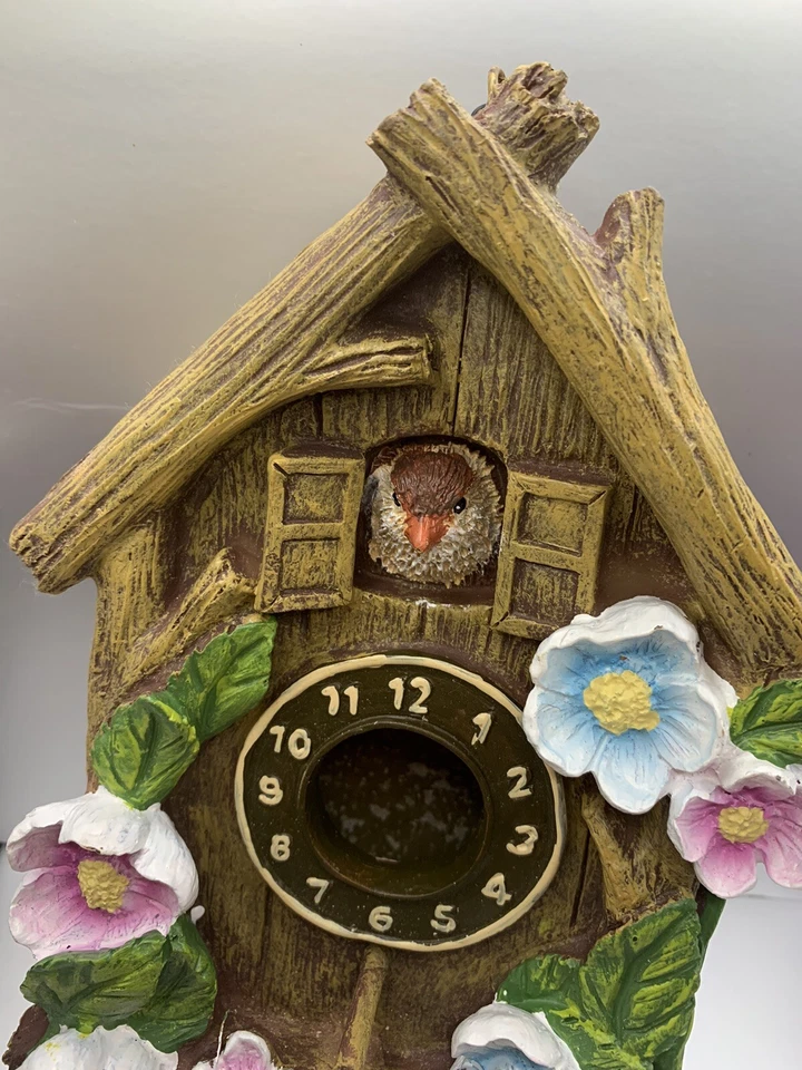 VTG Bird House  w/ hanging bird Decor Colorful Spring Flower Cute (Wood Tone) 3D - Изображение 3 из 4
