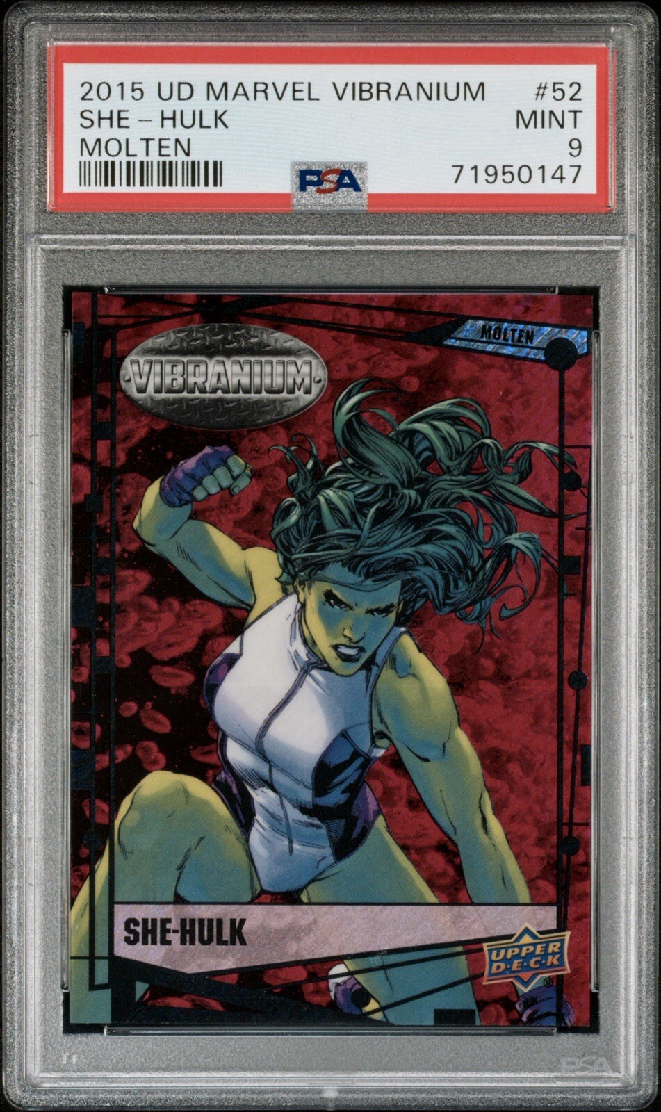 2015 UD Marvel Vibranium Molten /299 #52 She-Hulk PSA 9 🔥RARE🔥