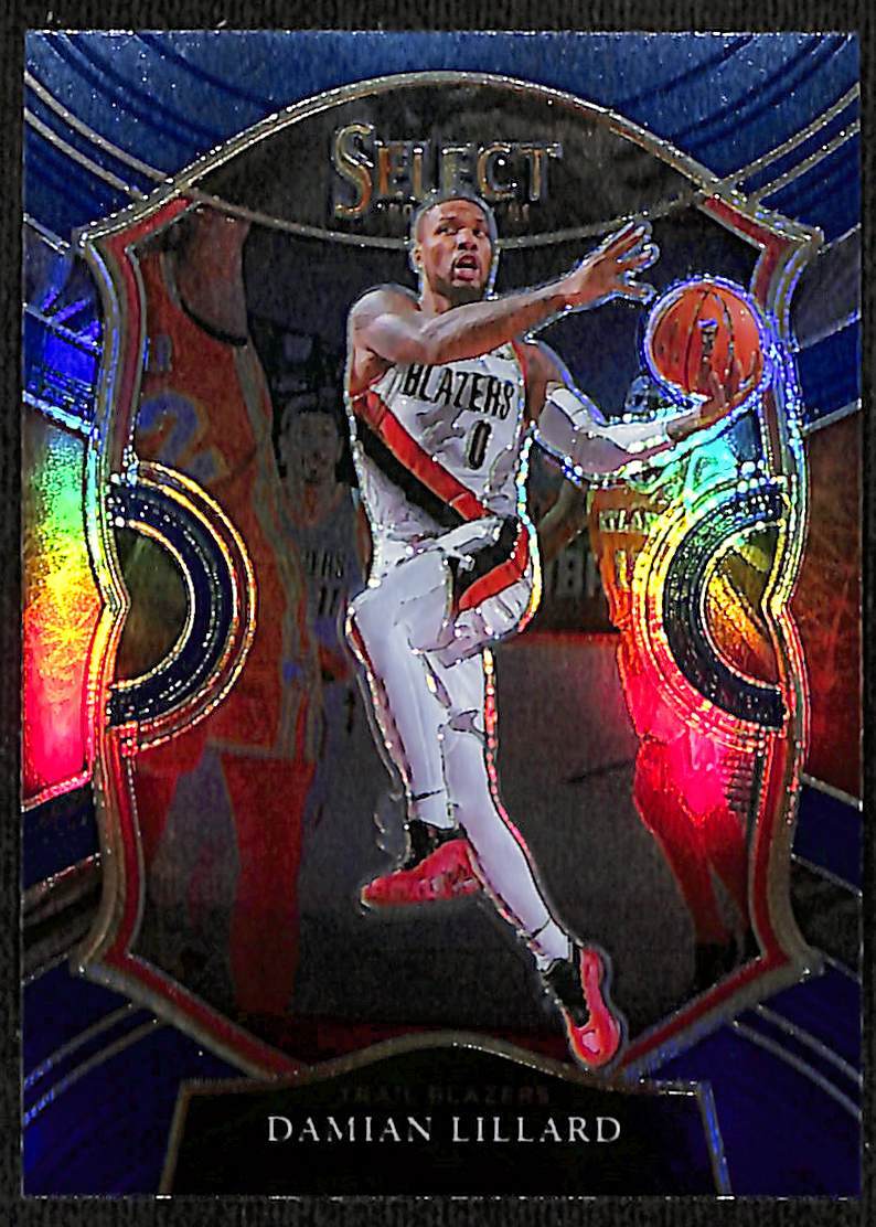 2020 Panini Select Damian Lillard #24 Blue Silver Prizm Portland Trail Blazers