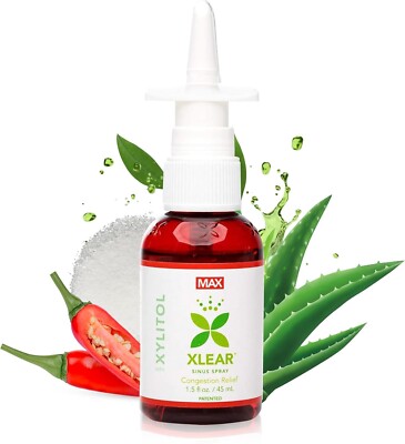 Xlear MAX Saline Nasal Spray with Xylitol, Capsicum and Aloe, 1.5 fl oz (1 Pack)