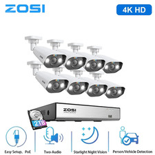 ZOSI 4K 8CH IP PoE Security Camera System Two-Way Audio Color Night Vision 2TB