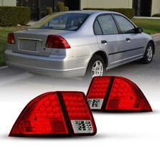 Led Tail Lights Chrome Red Rear Lamps Pair For 2001-2005 Honda Civic 4dr Sedan Led Tail Lights Chrome Red Rear Lamps Pair For 2001-2005 Honda Civic 4dr Sedan