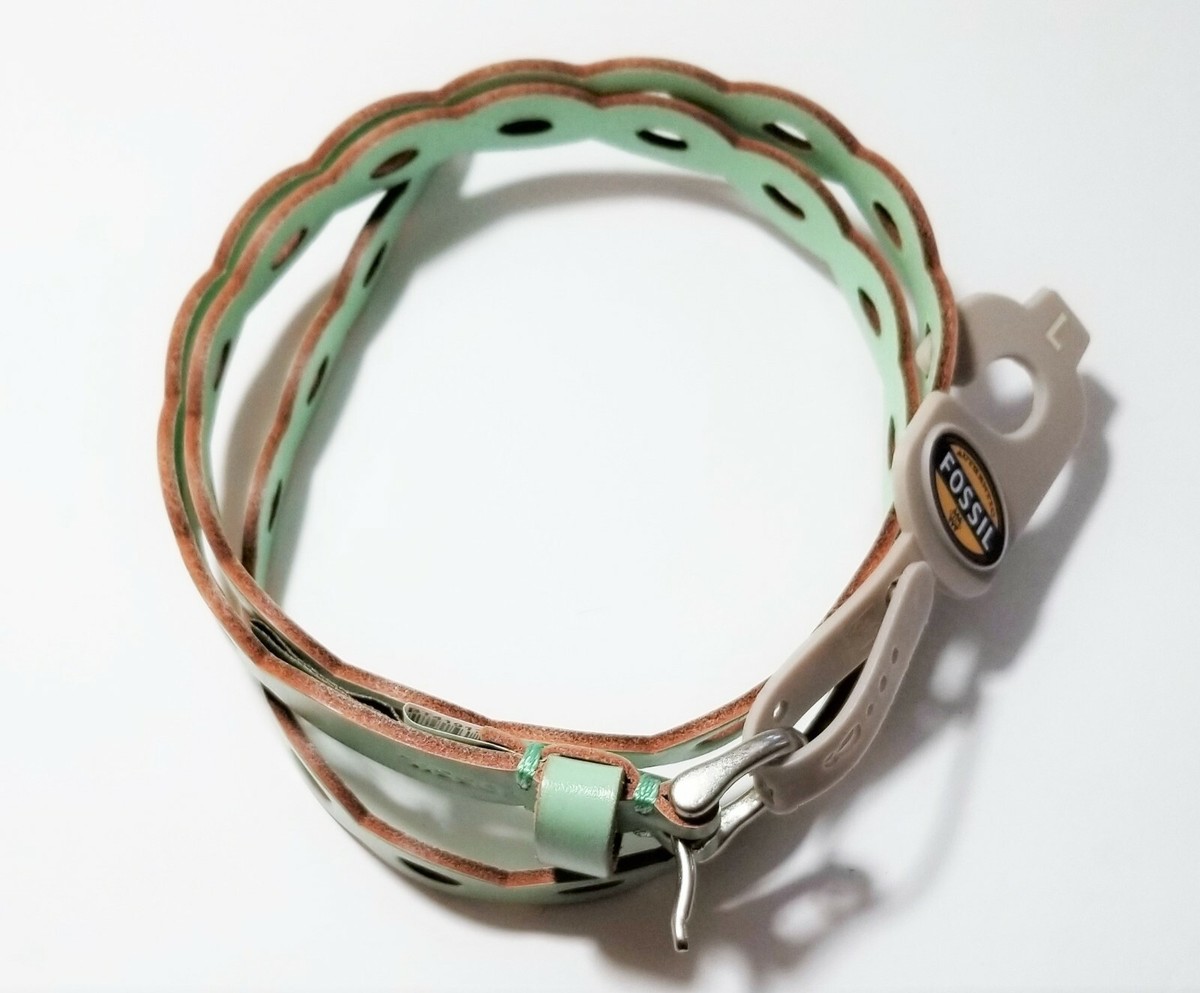 Fossil olive/moss green leather belt with contrast whipstitching & silver buckle Morris Moskowitz Leather Belt | 1980s Olive Green Wide Cinch main image 2