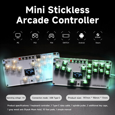MustFun Hitbox Mini Stickless Controller For PC PS Switch And Other Game Devices
