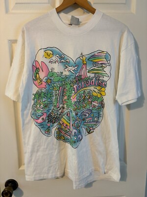 Womens Vtg B.J. Design Concepts Single Stitch Paradise/Art To Wear T-Shirt Sz OS
