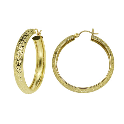 Creolen mit Diamantschliff 14 Karat Gelbgold