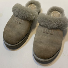 UGG Cozy Slippers Womens Size 7 Gray Shearling Suede Slip On Shoes 1126730