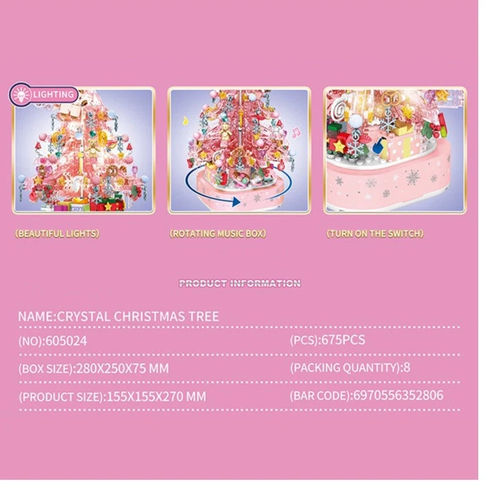 Sembo Blocks Kids Building Toys Music Box Carousel Pink Girls Gift  - Image 3 of 4