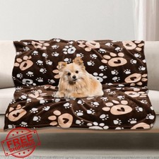 Gowyeg Dog Blanket Brown 50x40 Paw Print Fleece Soft Pet Throw