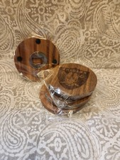 Las Vegas Raiders NFL football Wood drink Coasters W/ Bottle Opener Set of 4