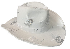 Sparkel Women's White Sequin Floral Cowboy Hat   Size Medium 57cm / 7 1/4 