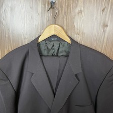 Marco Biella 2 Piece Suit Mens 56L 48x31 Brown Solid Wool Four Buttons Pants